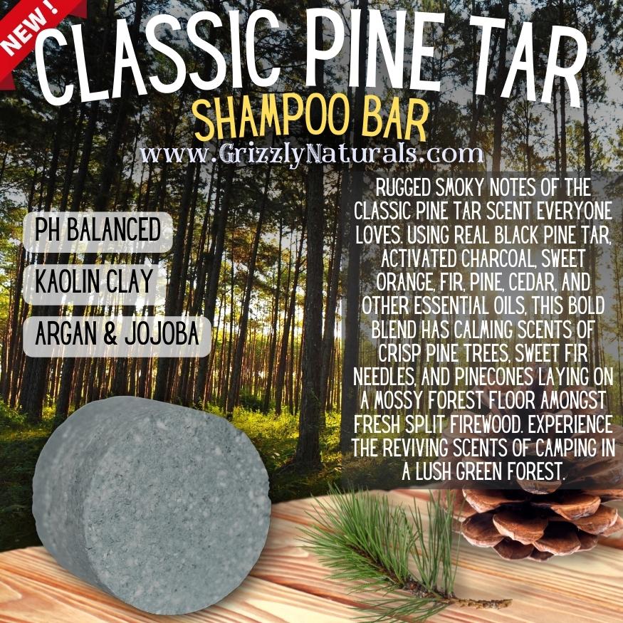 Classic Pine Tar SHAMPOO BAR pH balanced Grizzly Naturals