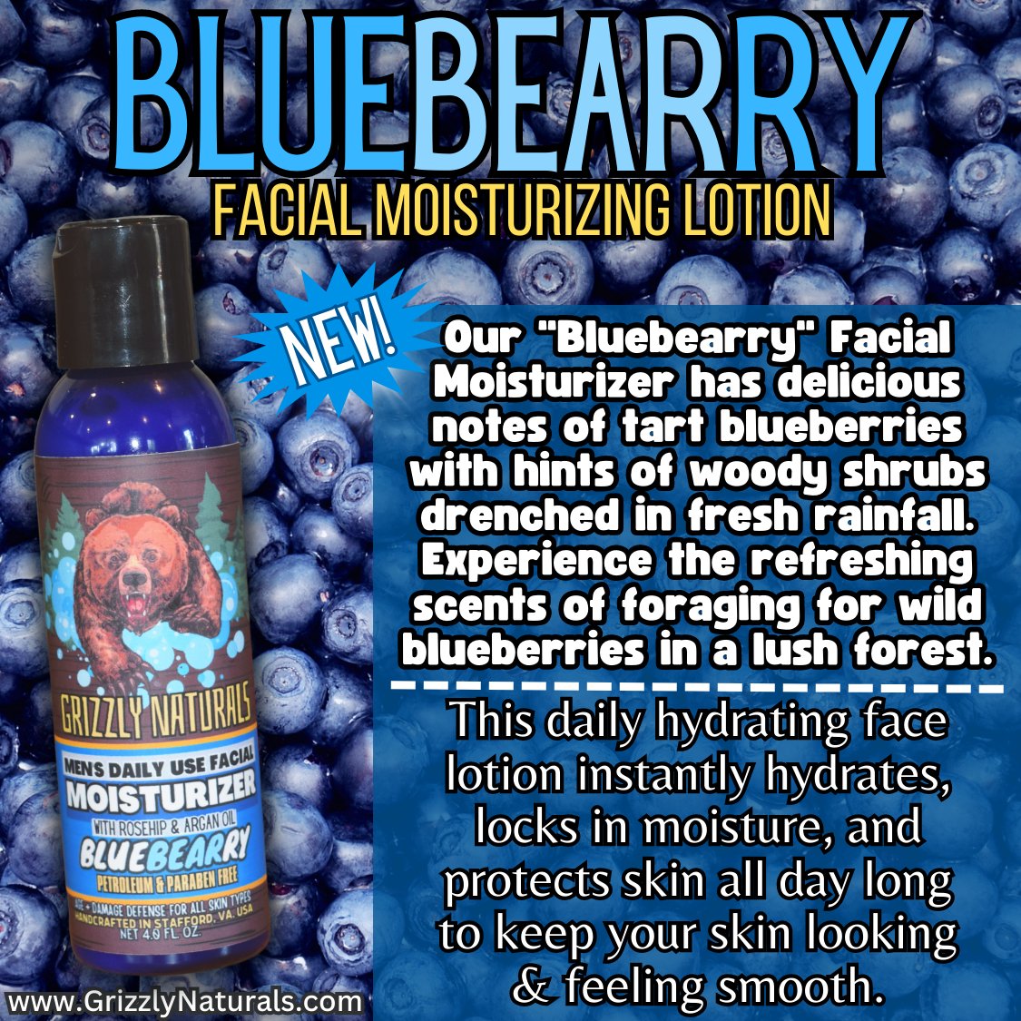 Bluebearry - FACE LOTION - Grizzly Naturals Soap Company